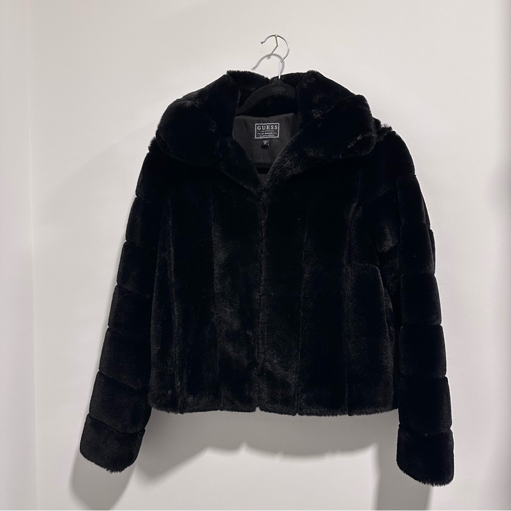 Guess Black Faux Fur Jacket